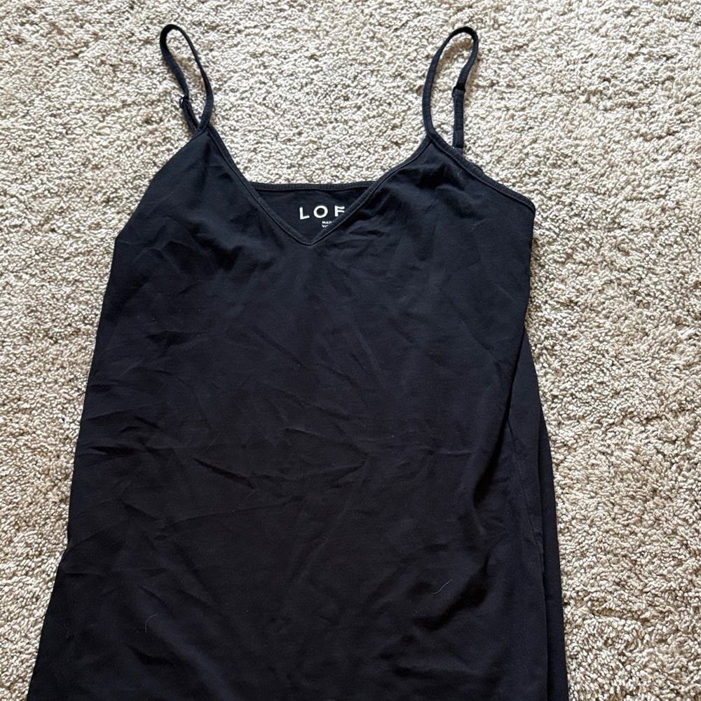 LOFT Black V-Neck Adjustable Spaghetti Strap Cami